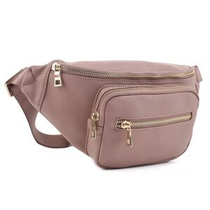 Elegant Mauve Leather Belt Bag